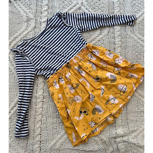 Space Dress Navy, White and Yellow